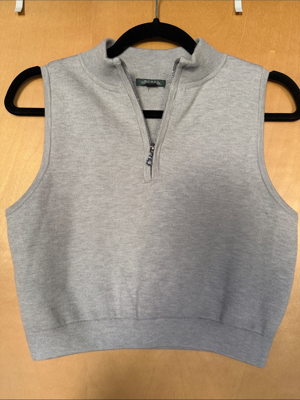 wild fable Light Gray Sleeveless Half-Zip Knit Top